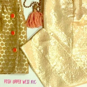 Sparkle Bright!! Gold and Coral Cropped Trouser